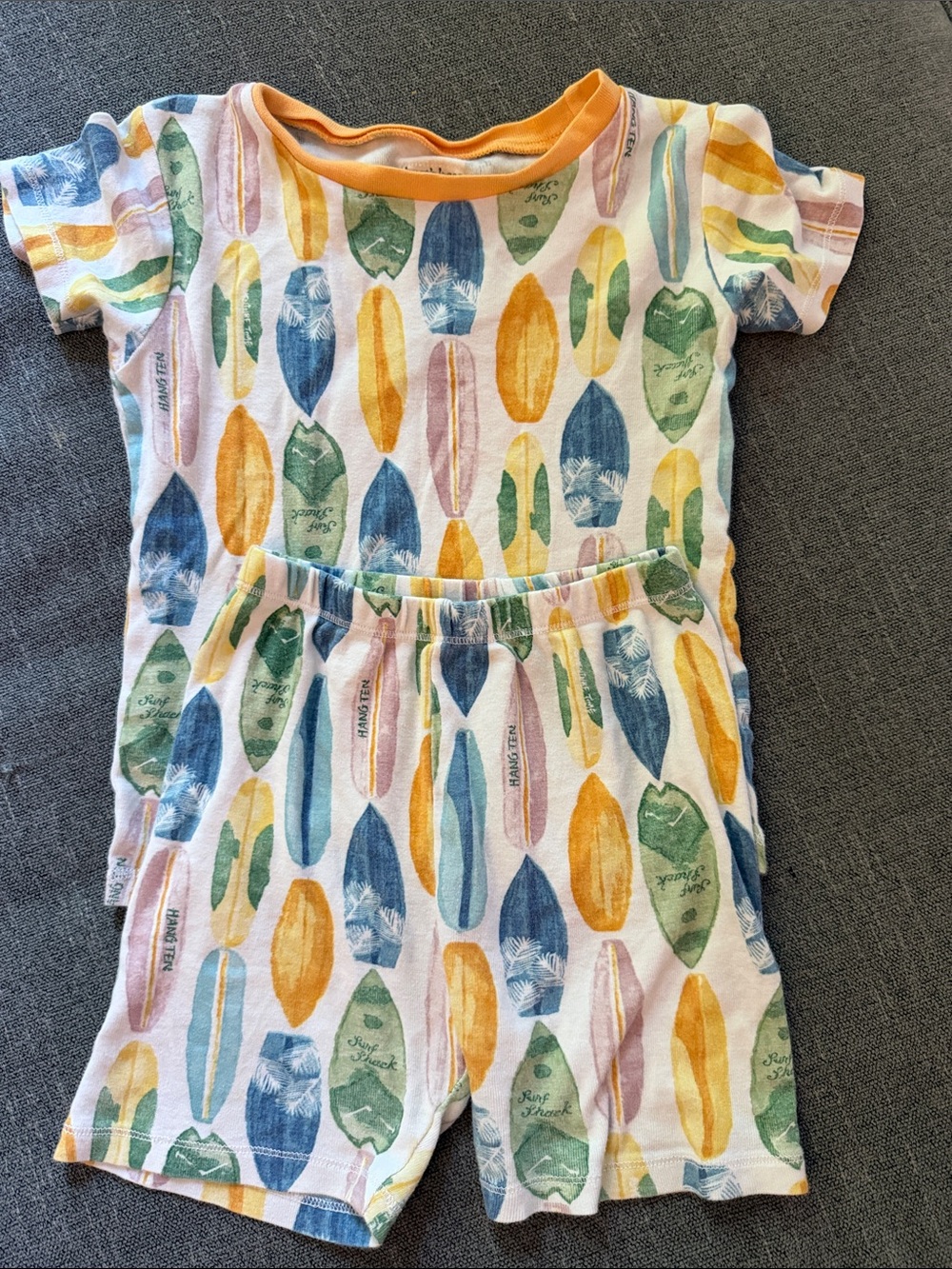 Burt's Bees Multi-Color Surfboard Print Kids Pajama Set
